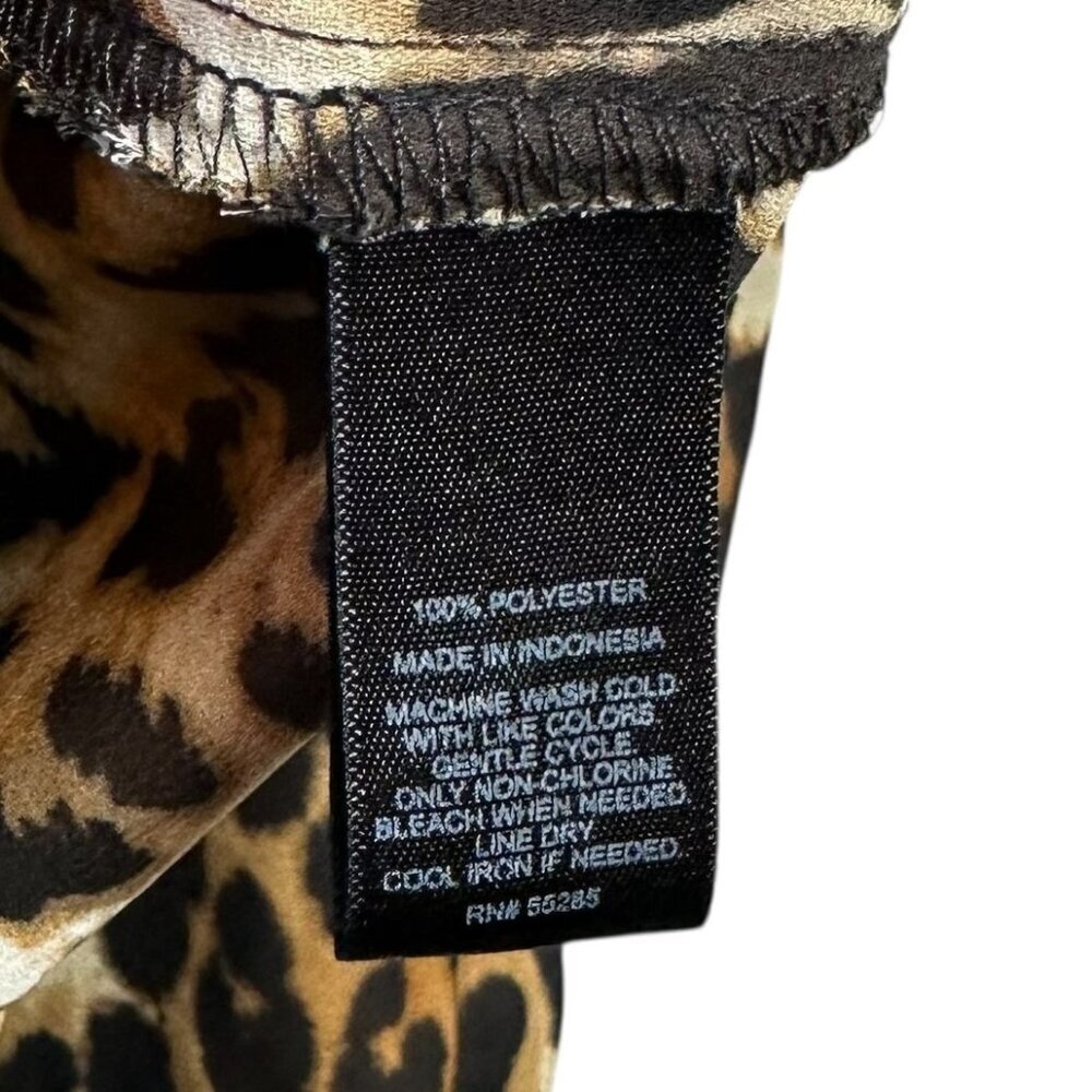 Express Portofino Shirt in Brown & Black Leopard Print Crepe Size Small - Picture 7 of 7